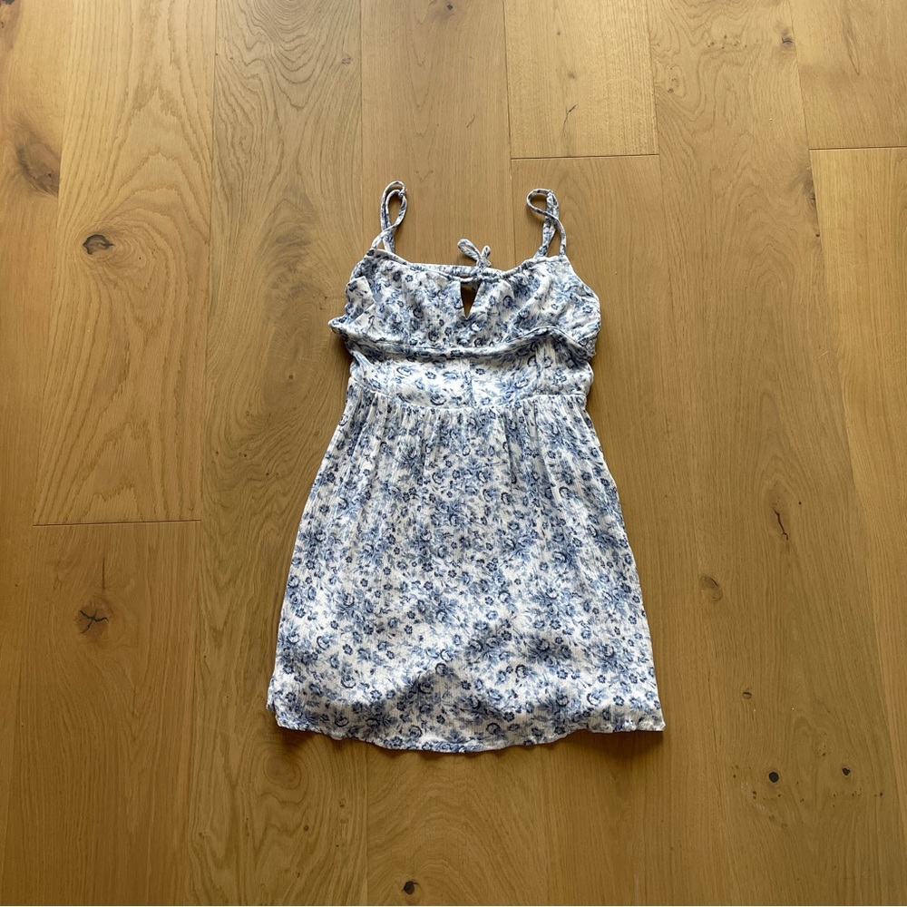 Garage Blue and White Floral Open-Back Dress